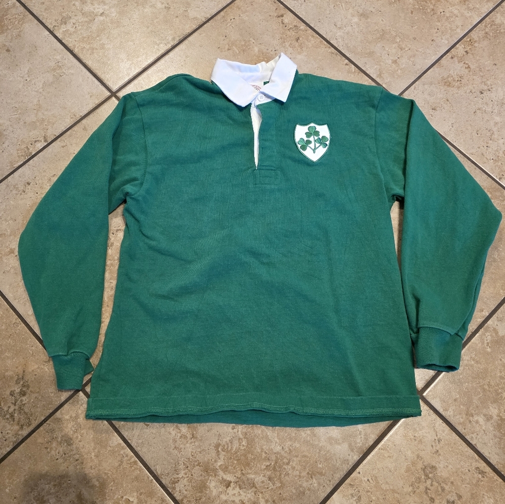 Vintage Irish Rugby Shirt St Patrick's Day Match-grade Shamrock Size L